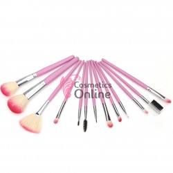 Pensule de Make-up 13 bucati Roz Profesionale 